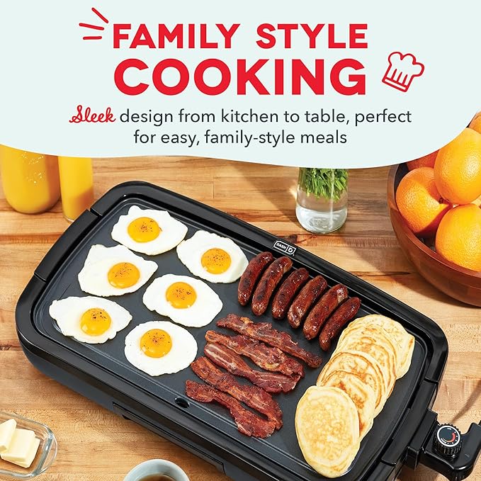 Dash Everyday Electric Griddle - Indoor Griddle for Versatile Cooking - Features Quick-Heating, Anti-Slip Feet, and Removable, Nonstick Plate - Cool Gray