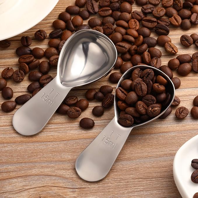 Patelai 3 Pieces Coffee Scoop Tablespoon Measuring Spoons Stainless Steel Coffee Scoops Short Handle Tablespoon for Tea Sugar Kitchen Gifts(15 ml,Silver)