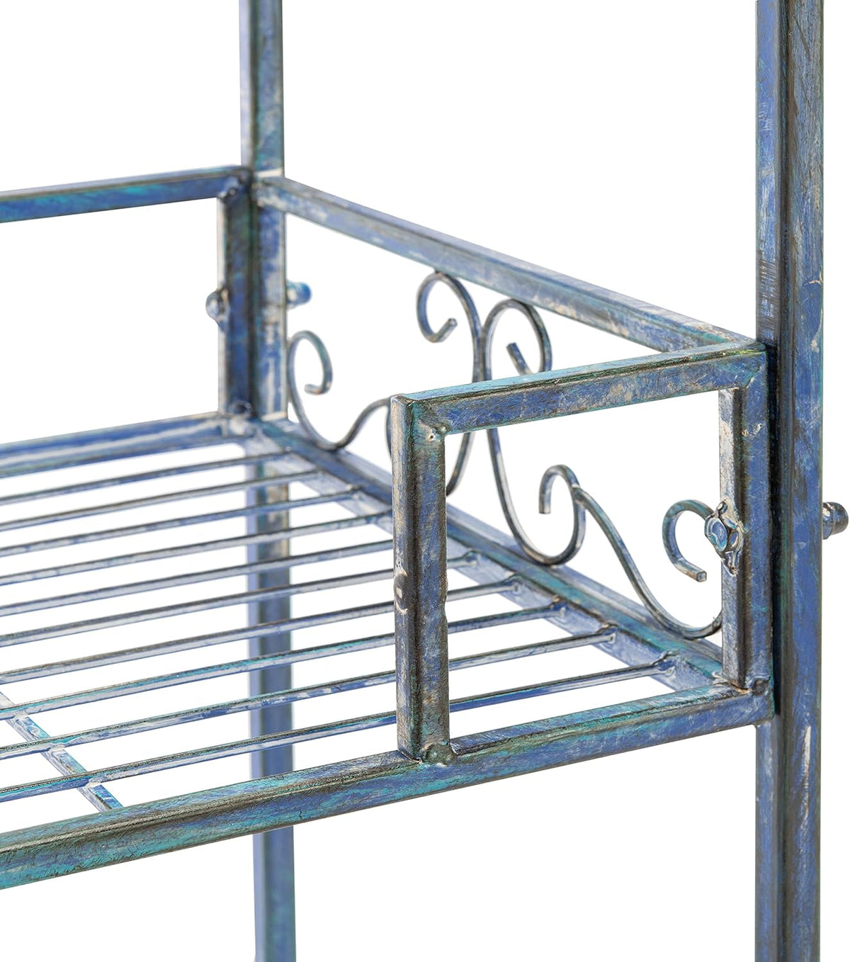Safavieh PAT5006C-Outdoor Collection Noreen Victorian Antique 3-Tier Shelf, Mossy Blue