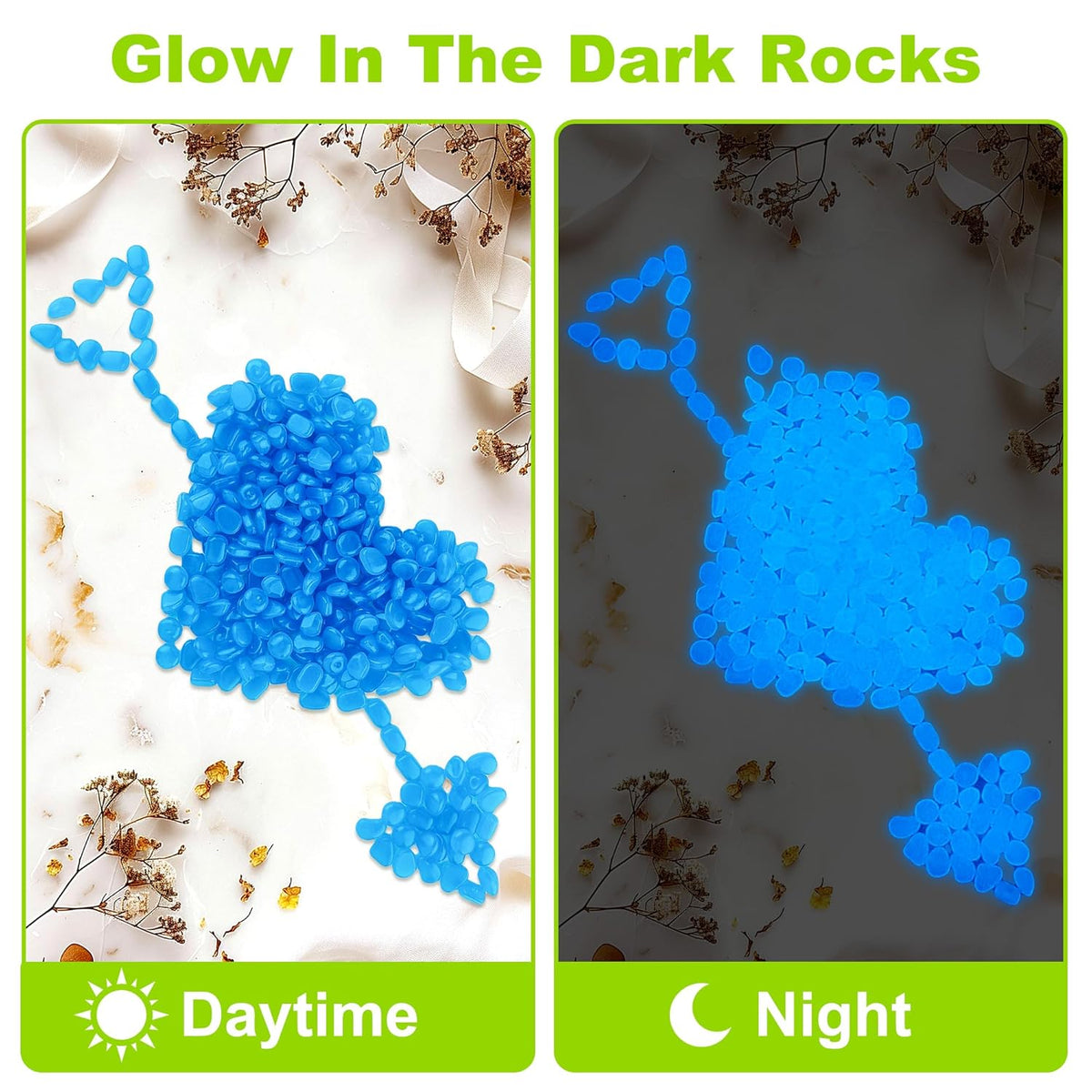 3000pc Glow in The Dark Rocks Outdoor Blue Rocks for Landscaping Glow in The Dark Blue Stones Glow Pebbles Glowing Rocks for Garden Luminous Stones Glowing Stones for Driveway Walkway,Blue
