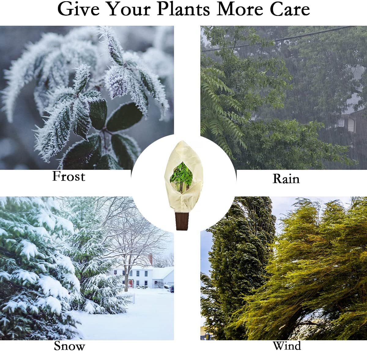 gardtree Winter Plant Frost Protection Covers 31.5" x 47.2" 2 Packs, Thicker 2.4oz/yd² Garden Cold Weather Tree Covers Freeze Protection Wrap with Zipper Drawstring for Shrub Fruit Tree, Potted Plants