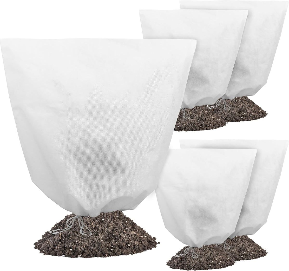 Gardzen 5-Pack Plant Covers Freeze Protection, Drawstring Tree Cover, Winter Freeze Plant Protection, Tree Jacket Frost Blanket for Outdoor Plants, 22.4" x 24"