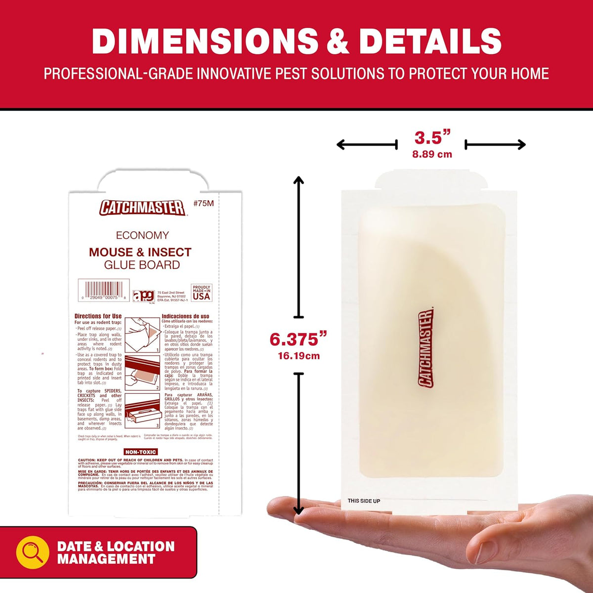 Catchmaster Mouse and Insect Glue Boards, 75-Pack Mouse Traps Indoor for Home, Sticky Pest Control Adhesive for Catching Bugs, Rats & Rodents, Bulk Glue Traps