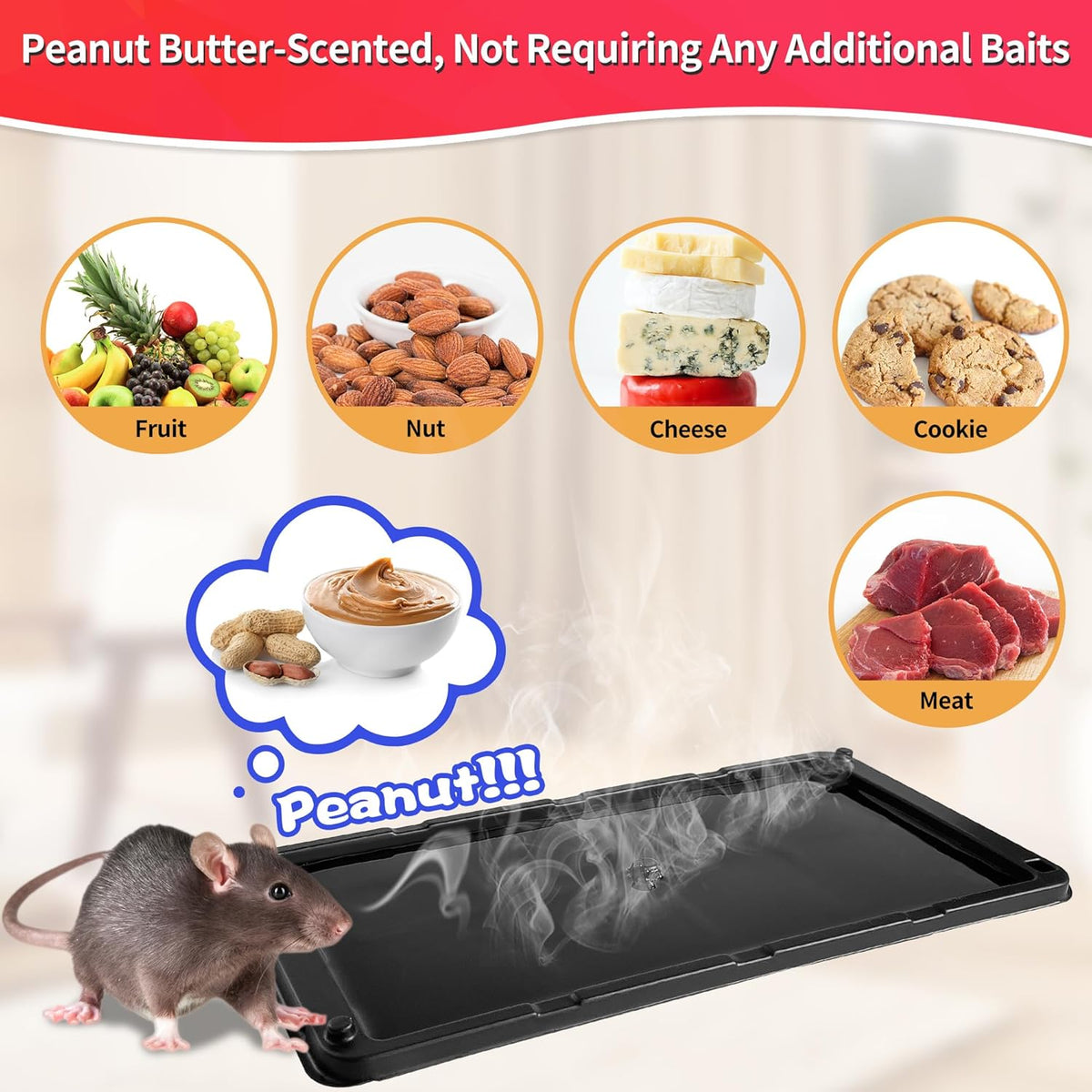 LULUCATCH Mouse Traps, 12 Pack Glue Traps, Pre-Baited Non-Toxic Bulk Mouse Traps Indoor for Home, Rat Traps Indoor for Mole, Mice, Snakes, Rodents, Pet Safe Pest Control