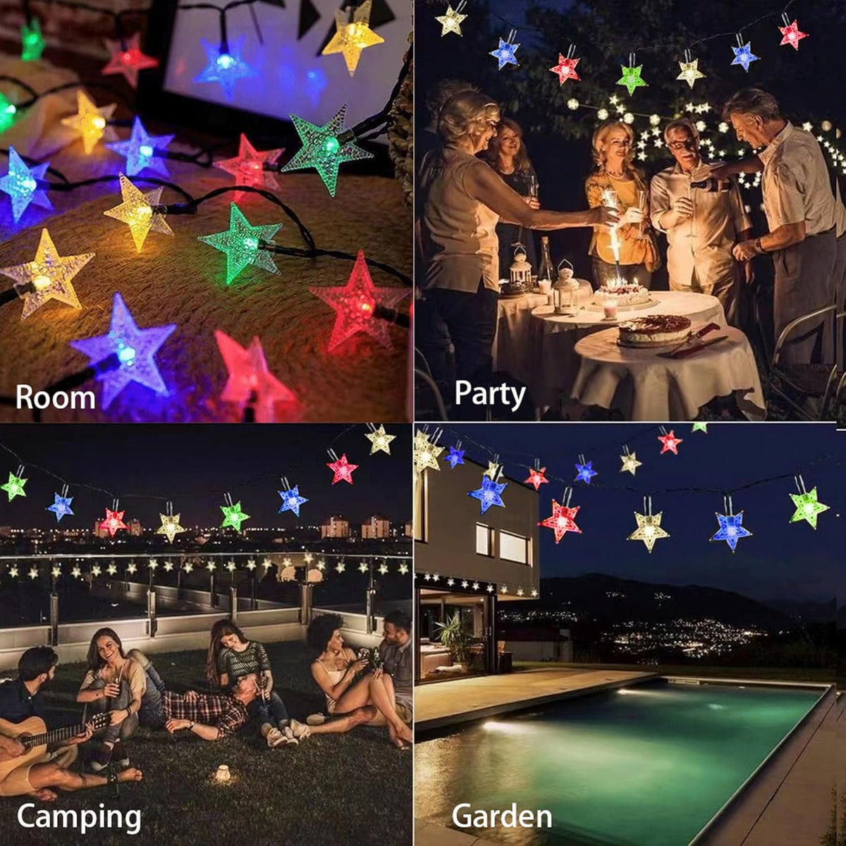 Twinkle Solar Star String Lights Outdoor Waterproof Fairy Lights 39FT 100 LED with 8 Lighting Modes for Camping Garden Wedding Party Tree Holidays Backyard Patio(Multicoloar)