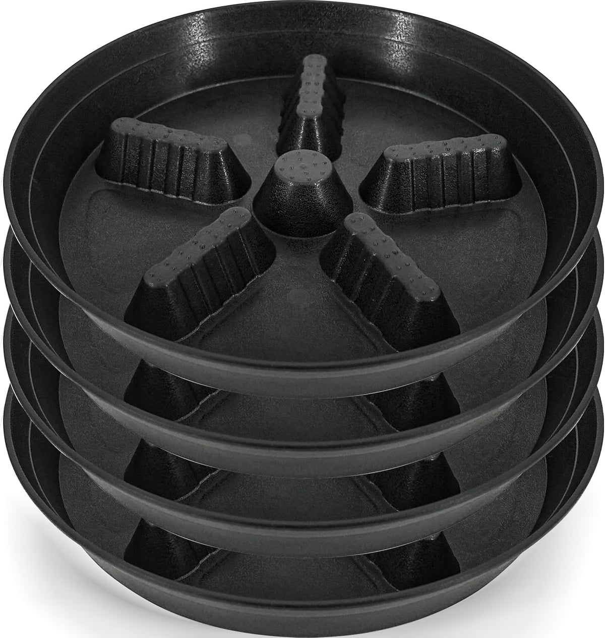 4 Pack Plant Saucer 14 inch, Plastic Plant Saucers for Indoors, Raised Middle Plant Trays for Pots, Water Tray for Plants, Plant Stand Water Catcher Tray, Pot Saucers for Plants