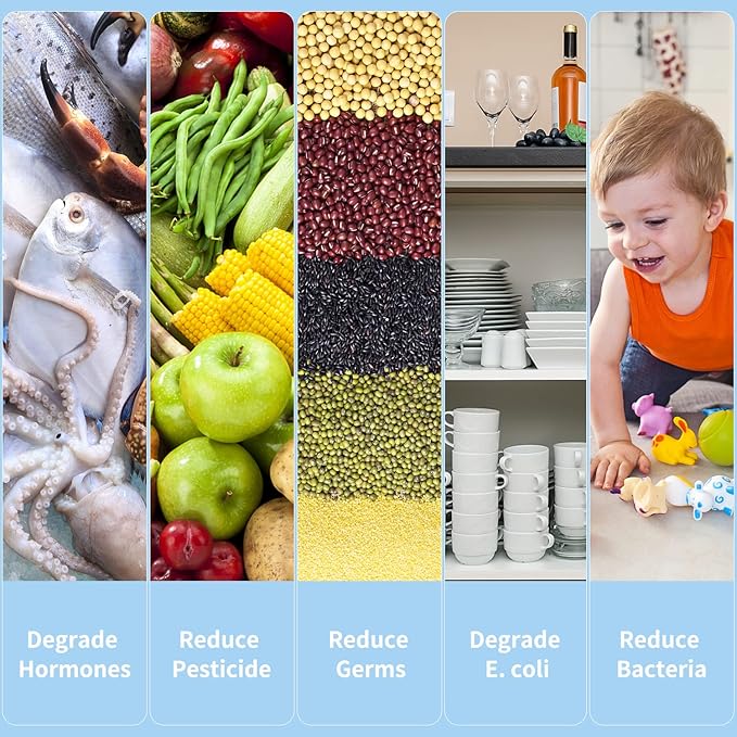 Fruit and Vegetable Washing Machine, Fruit Cleaner Device,Fruit Purifier for with OH-ion Purification Technology for Cleaning Fruit,Vegetable Sold by Heyjar US Only(Blue)