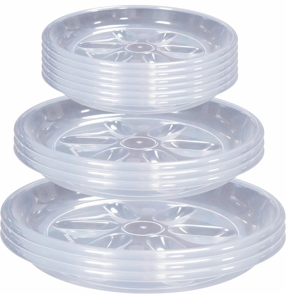 12 Pack of Plant Saucer 6 8 10 inch, Heavy Duty Clear Plastic Plant Saucers, Plant Drip Trays for Indoors Outdoor, Plant Water Plate for Planters