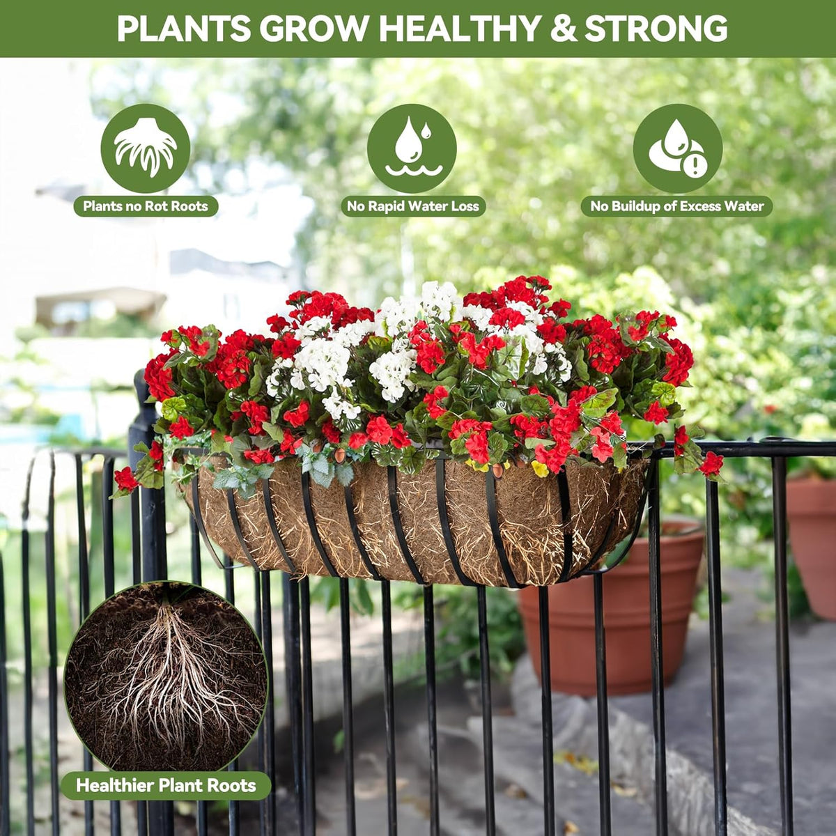 3Pcs Trough Coco Liner 36" Coco Coir Liners for Planters, Liners for Window Boxes Liners, Wall Basket Planters, Railing Hanging Baskets, Garden Planter Baskets