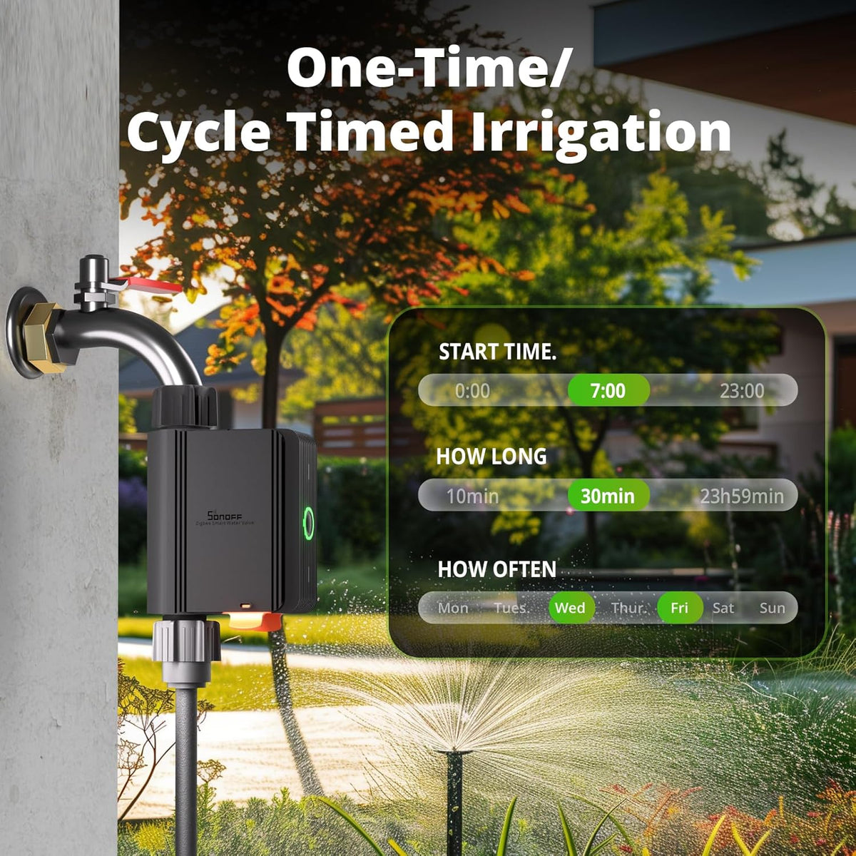 SONOFF Zigbee Sprinkler Timer, Gateway Required, Smart Controller Voice Control with Alexa and Google Home, Automate Irrigation for Garden, Lawn, Pool, Outdoor Watering, SWV-NH, Black