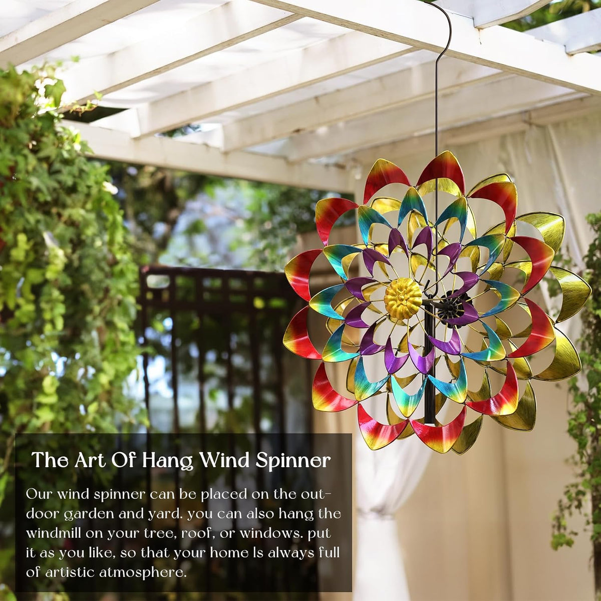 Wind Spinners Outdoor for Yard and Garden Large, Metal Wind Spinners & Wind Sculptures 84 inch, Birthday Gift for Women Family Garden Decor(Colorful)