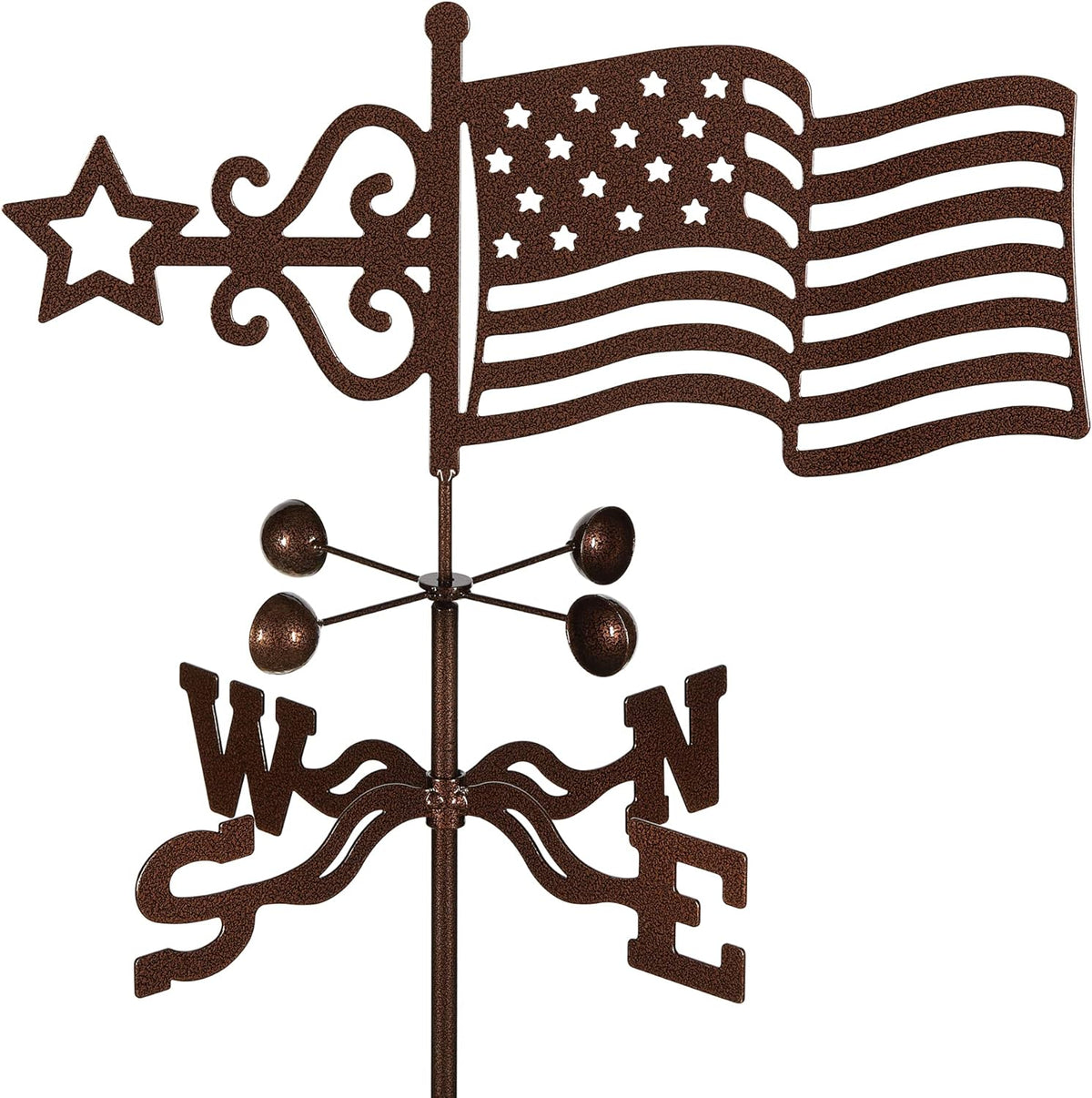 EZ Vane Steel USA Flag Weathervane 21” Height, Includes Metal Deck Mount, Wind Cups & Brackets | Hand-Crafted and Family-Owned, Made in The USA with Triple Powder Coating, Limited