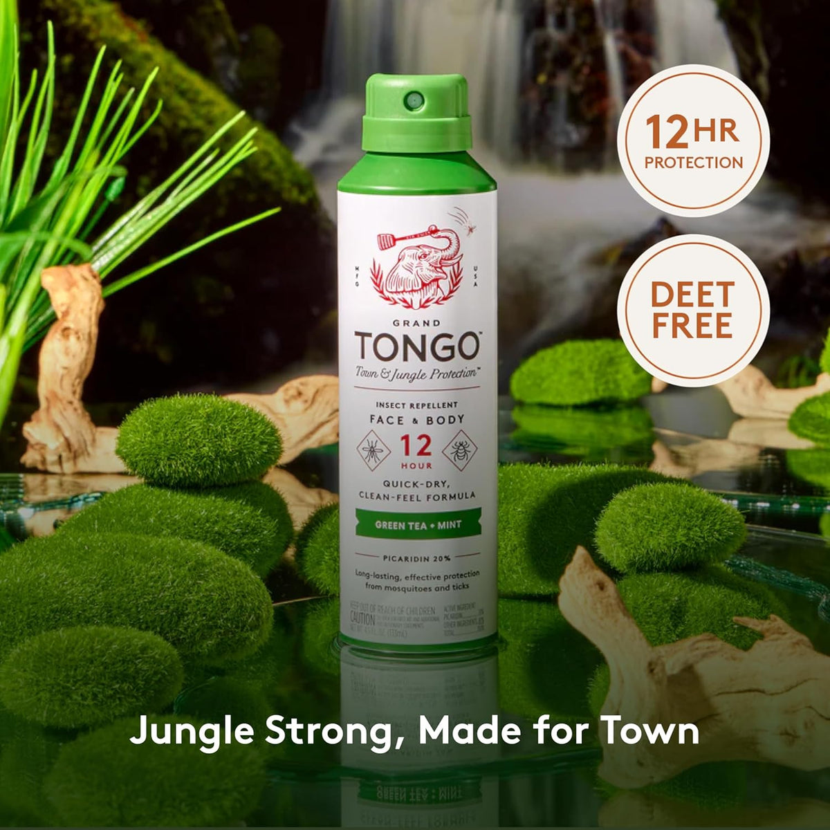Green Tea + Mint Insect Repellent, 12-Hour Mosquito & Tick Protection, Picaridin-Based, Water-Based, Lightweight, Quick-Drying, Vanishing Scent, DEET Alternative, Face & Body Use, 3 Pack