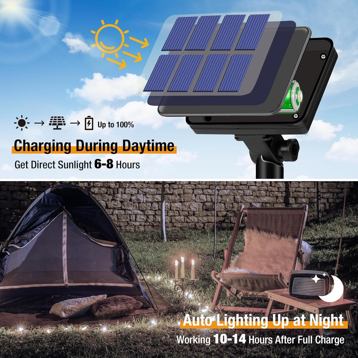 2-Pack Solar String Lights Outdoor, 160LED 66FT Solar Fairy Lights Waterproof 8 Modes Copper Wire Solar Powered Twinkle Lights for Outside Garden Patio Tree Christmas Wedding Party Decor (Cool White)