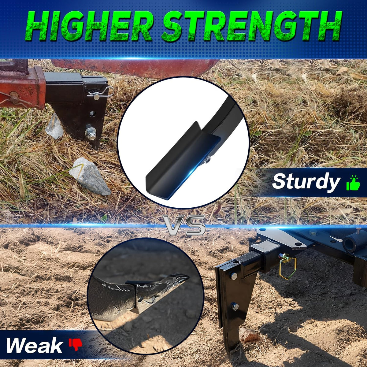 3 Point Trencher Ripper Attachment fit 2" Receivers, Hitch Mounted Ripper for Tractor Lawn Mower ATV UTV, Adjustable Subsoiler Plow with Replacement Plough Blade in Garden Farm Bury Pipes Sow Seeds