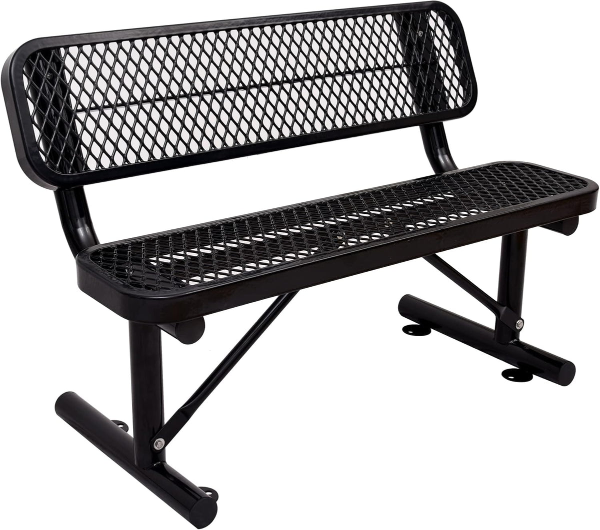 4FT Outdoor Steel Bench with Backrest - Heavy Duty Metal Park Bench, Coated Outdoor Furniture Patio Bench with Back, Commercial Benches for Garden, Porch, Shopping Malls, Stores,Decks and Park
