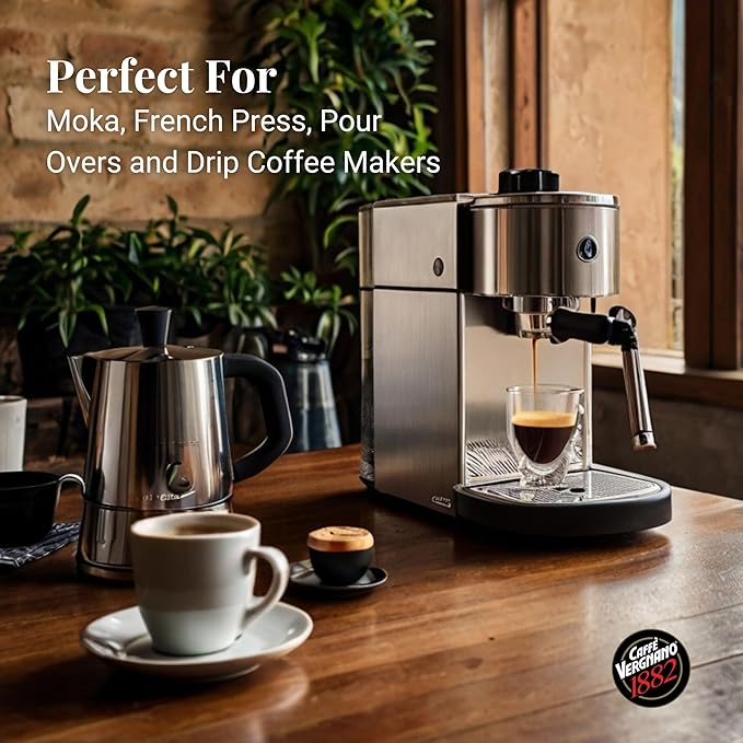 Coffee Beans 4.4 lb Bulk Whole Bean Espresso - Caffe Vergnano Medium Roast Arabica Robusta Blend - Perfect for Expresso Machine, Moka Pot, French Press, Drip Coffee Maker