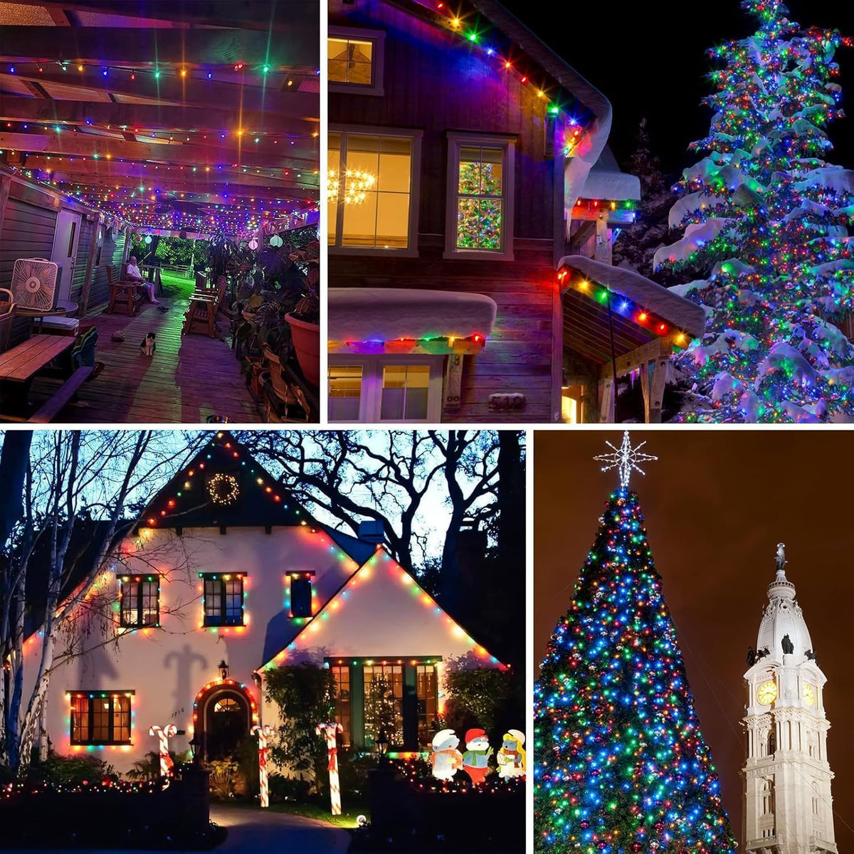 Upgrade Solar String Lights for Outside 4 Pack Total 132FT 400LED String Lights Outdoor with 8 Modes, IP65 Waterproof Outdoor Solar Twinkle Lights, Garden Tree Party Christmas Decorations, Multicolor