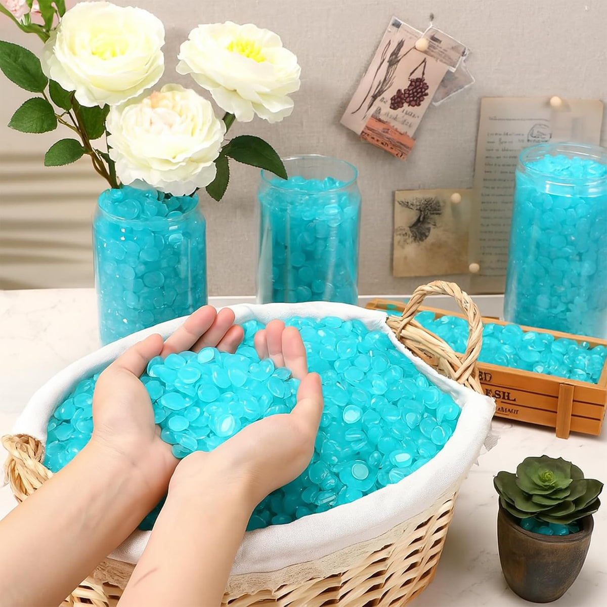 12000 PCS Glow in The Dark Rocks – Plastic Resin Glow Rocks for Landscaping, Garden Pebbles & Stones for Aquarium and Outdoor Decor(Blue)