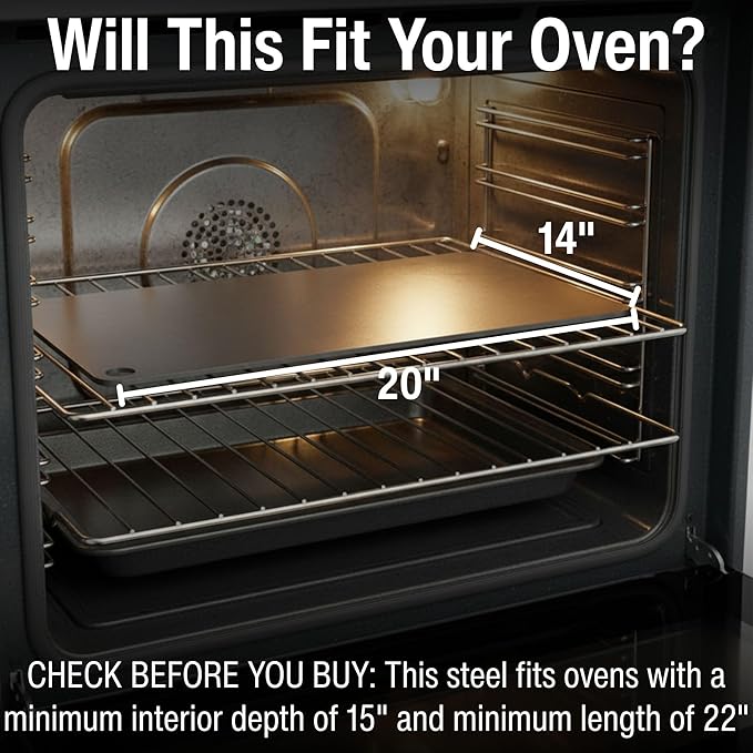 ThermiChef 14x20 Pizza Steel, 3/8" Thick, 30 lbs - Cooking Steel for Oven & Grill - Made in USA