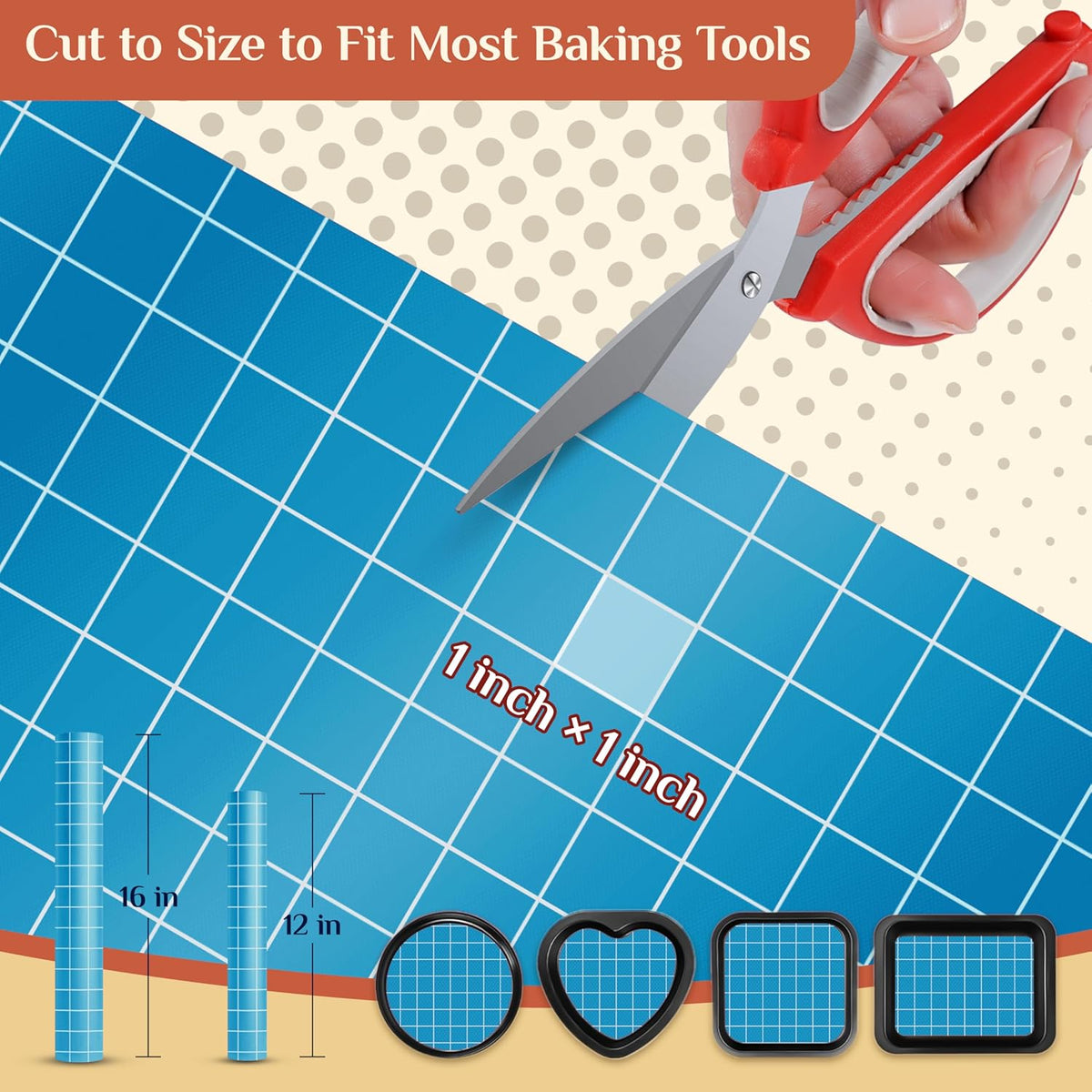 Silicone Baking Mat, 12 IN x 10 FT Free Cutting Baking Sheet, Non-Stick Reusable Dough & Pastry Mat, Non-Slip Silicone Mat Roll for Air Fryer Liner, Freeze Dryer, Oven Baking Pan, Kitchen Counter