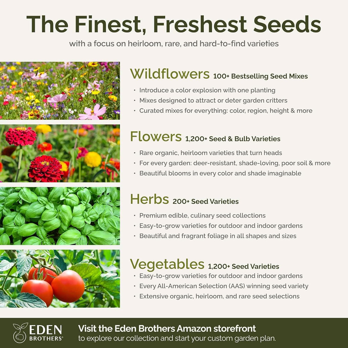 Eden Brothers Late Bloomer Wildflower Mixed Seeds for Planting, 1 lb, 480,000+ Seeds with White Yarrow, Snapdragon | Attracts Pollinators, Plant in Spring or Fall, Zones 3, 4, 5, 6, 7, 8, 9, 10
