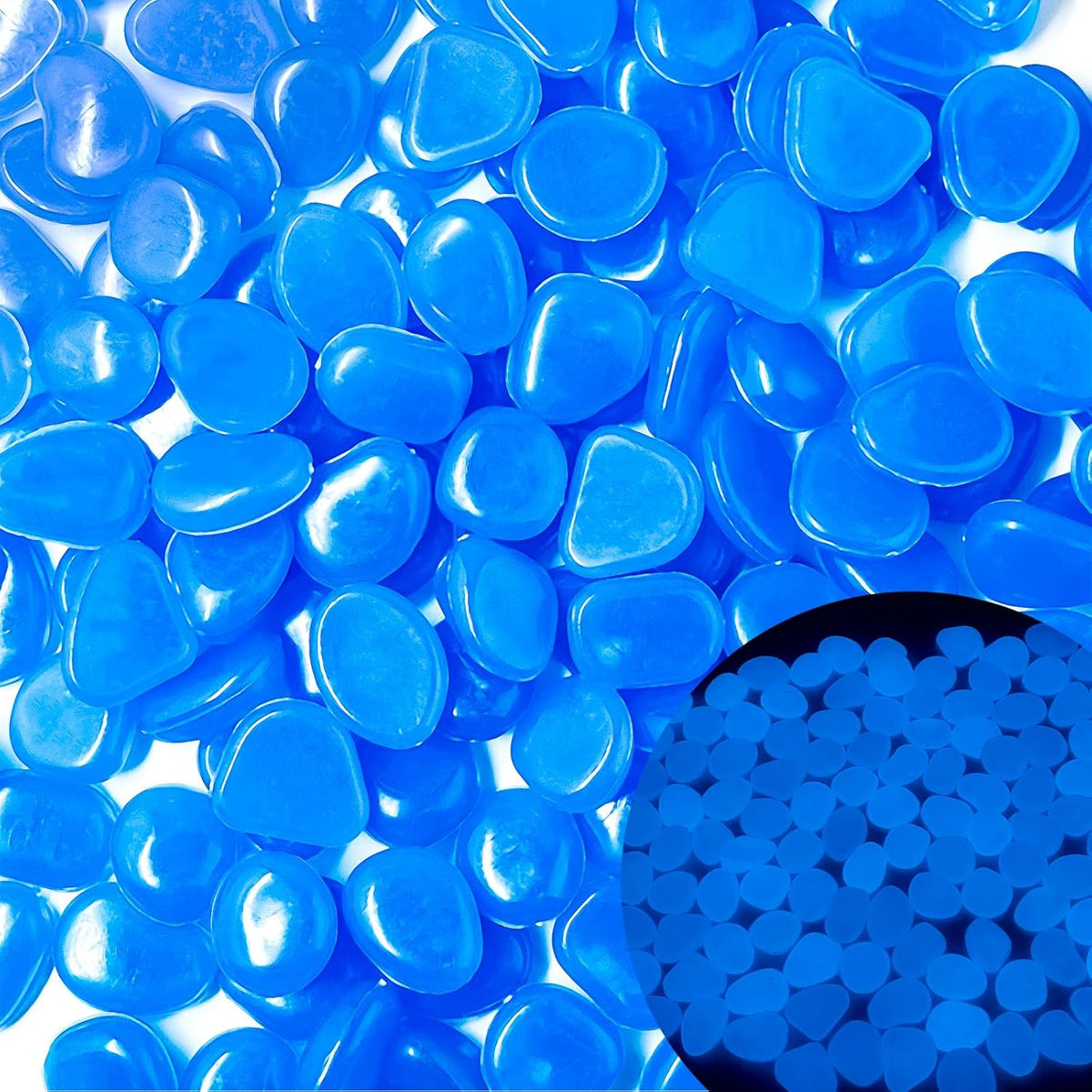 Glow in The Dark Fish Tank Rocks,Blue Glowing Rocks Stones Resin Glow in Dark Pebbles for Outdoor Garden, Fish Tank, Aquarium, Landscaping,Driveway Decoration,1.4 Lb