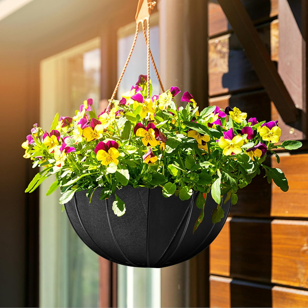 Adnee 3 Pcs 16 Inch Fabric Planter Basket Liner-Felt Flower Pot Liners-Hanging Plant Basket Fiber Insert for Garden Wall Hanging Planter Flower Vegetables(Round)