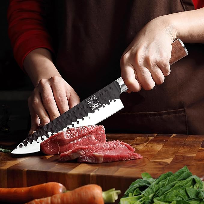 Professional Kitchen Knives High Carbon Stainless Steel Chef Set,3pcs Ultra Sharp Chef's, Santoku, Utility Knife