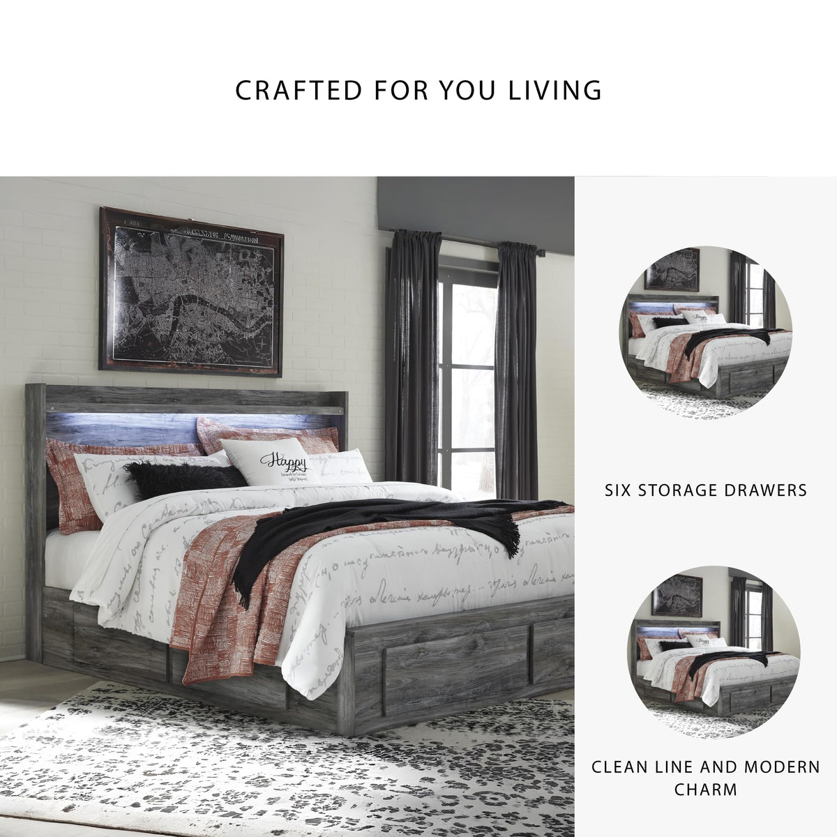 King Platform Bed Frame with Storage