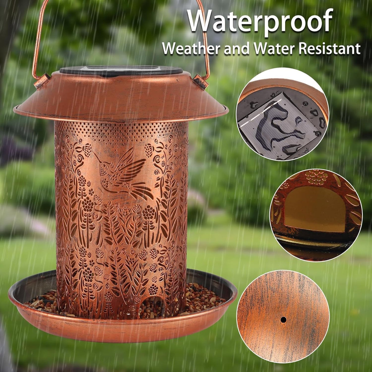 2 Pack Bird Feeders for Outdoors Hummingbird Garden Decor Gifts for Women Mom Grandma Solar Lanterns Outdoor Waterproof Metal Solar Decoration OutsideLED Lanterns for Yard, Patio, Lawn, Pathway