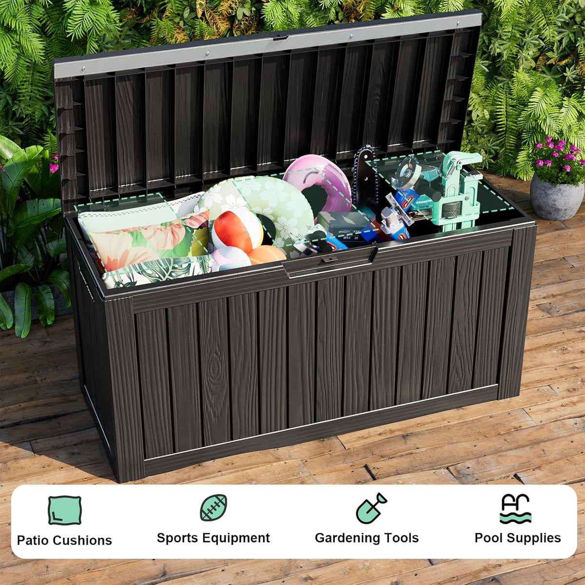 80 Gallon Outdoor Storage Box – Waterproof Deck Box for Garden & Patio,Black