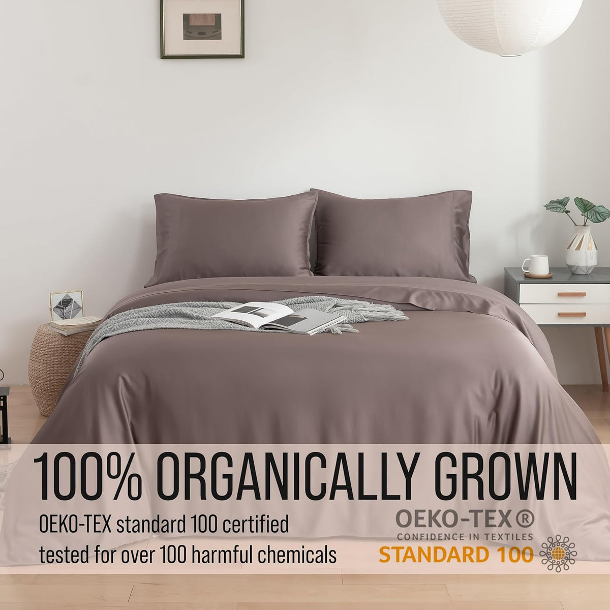 Bella Coterie Luxury Bamboo Viscose Cal King Size Sheet Set | 100% Organically Grown | Ultra Soft | Cooling for Hot Sleepers | 18" Deep Pocket [Mocha]
