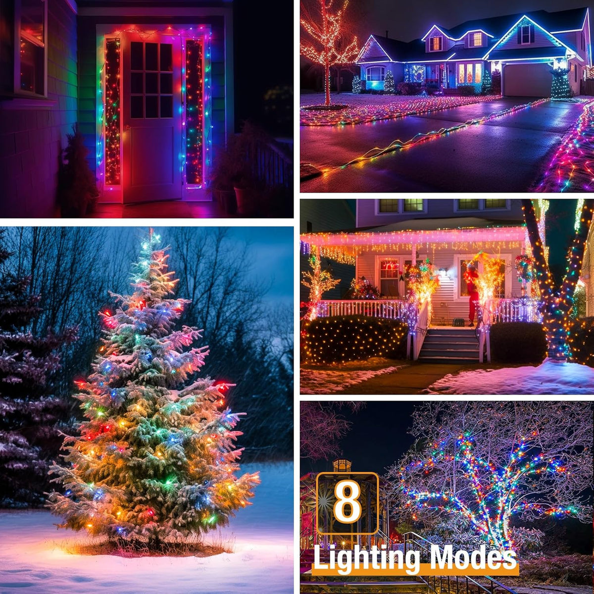 6 Pack Solar String Lights for Outside - 480LED 198FT Solar Fairy Lights Outdoor Waterproof 8 Modes, Copper Wire Solar Powered Twinkle Lights for Tree Garden Christmas Wedding Party Decor, Multicolor