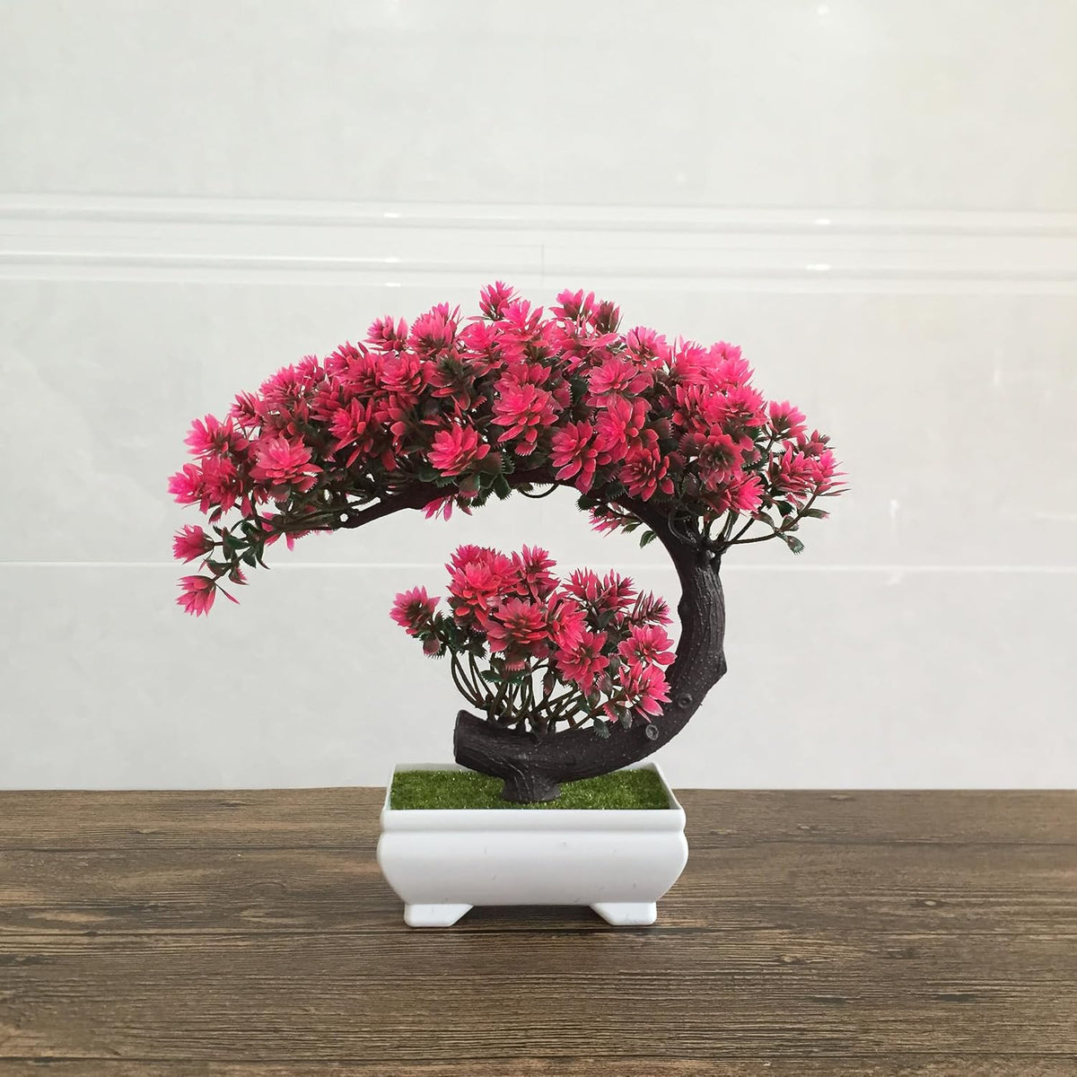 Small Artificial Plants Greenery Desktop Bonsai - Magenta Fake Plants for Home Decor Indoor Bookshelf Office Desk Bathroom Room Decor, Tall 8.5"