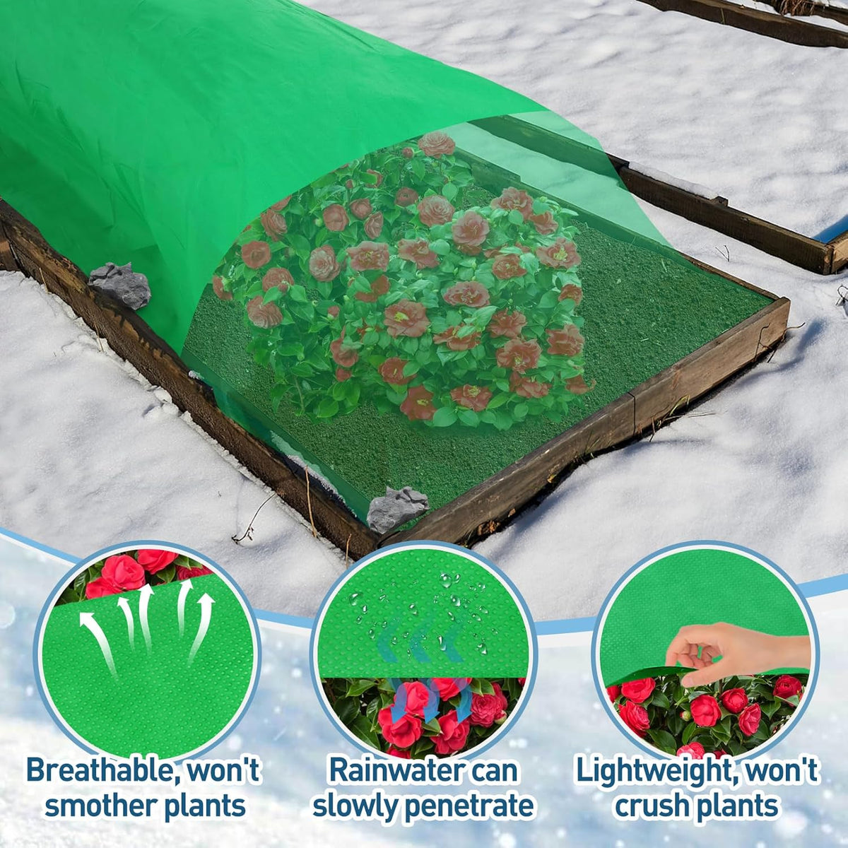 2.0oz/yd² Plant Covers Freeze Protection - 10 x 20 ft Easy of Use Green Winter Plant Frost Blanket Shield for Raised Beds, Reusable Garden Fabric Cloth Floating Row Cover for Outdoor Plants, Small