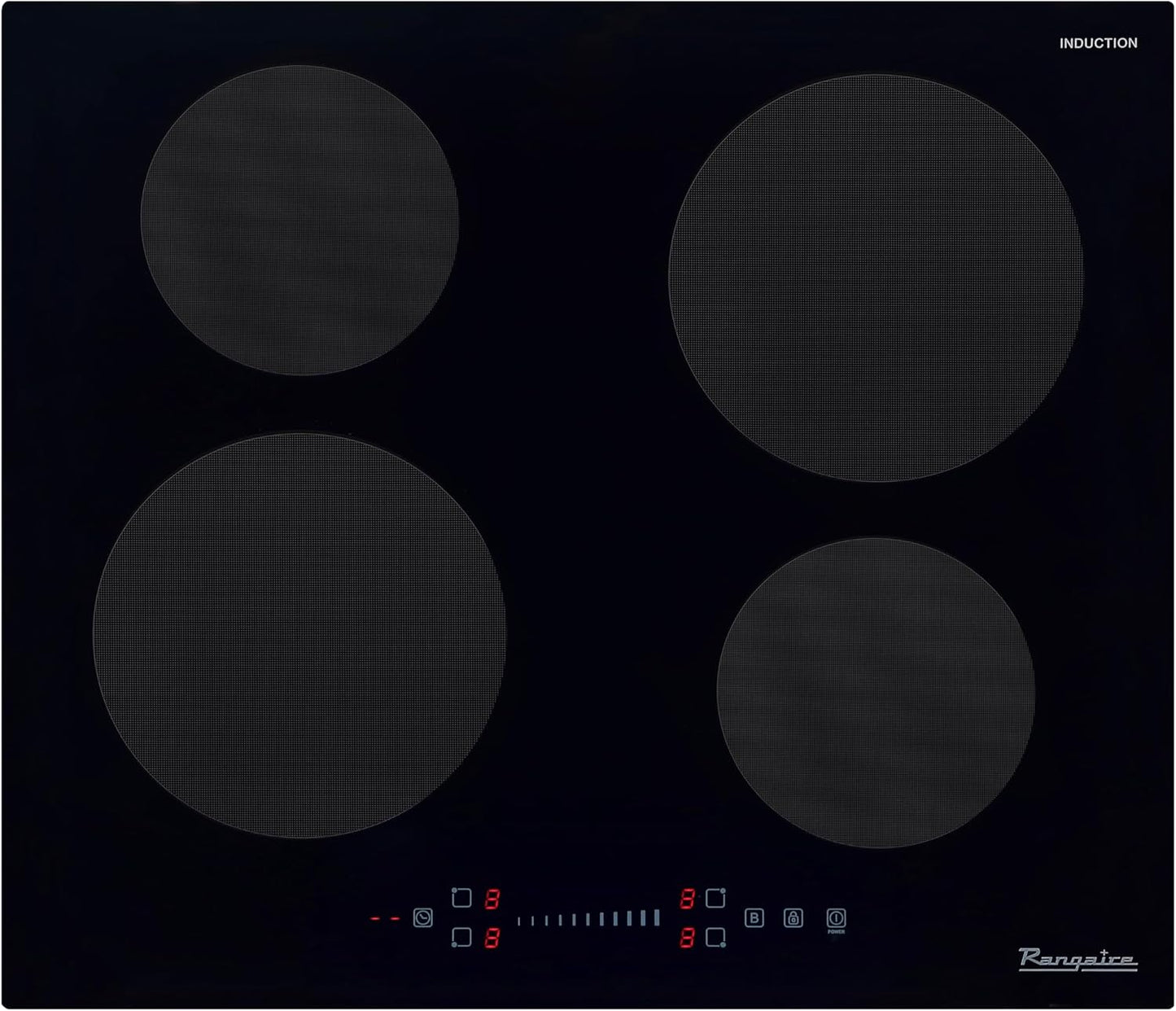 RCI241S 24" Induction Cooktop, 6700W, 4 Burners, Built-in Stove Top, Booster & Timer, 9 Power Levels, Slide Touch Control, Child Safety Lock, 240V Hard Wire, Ceramic Surface