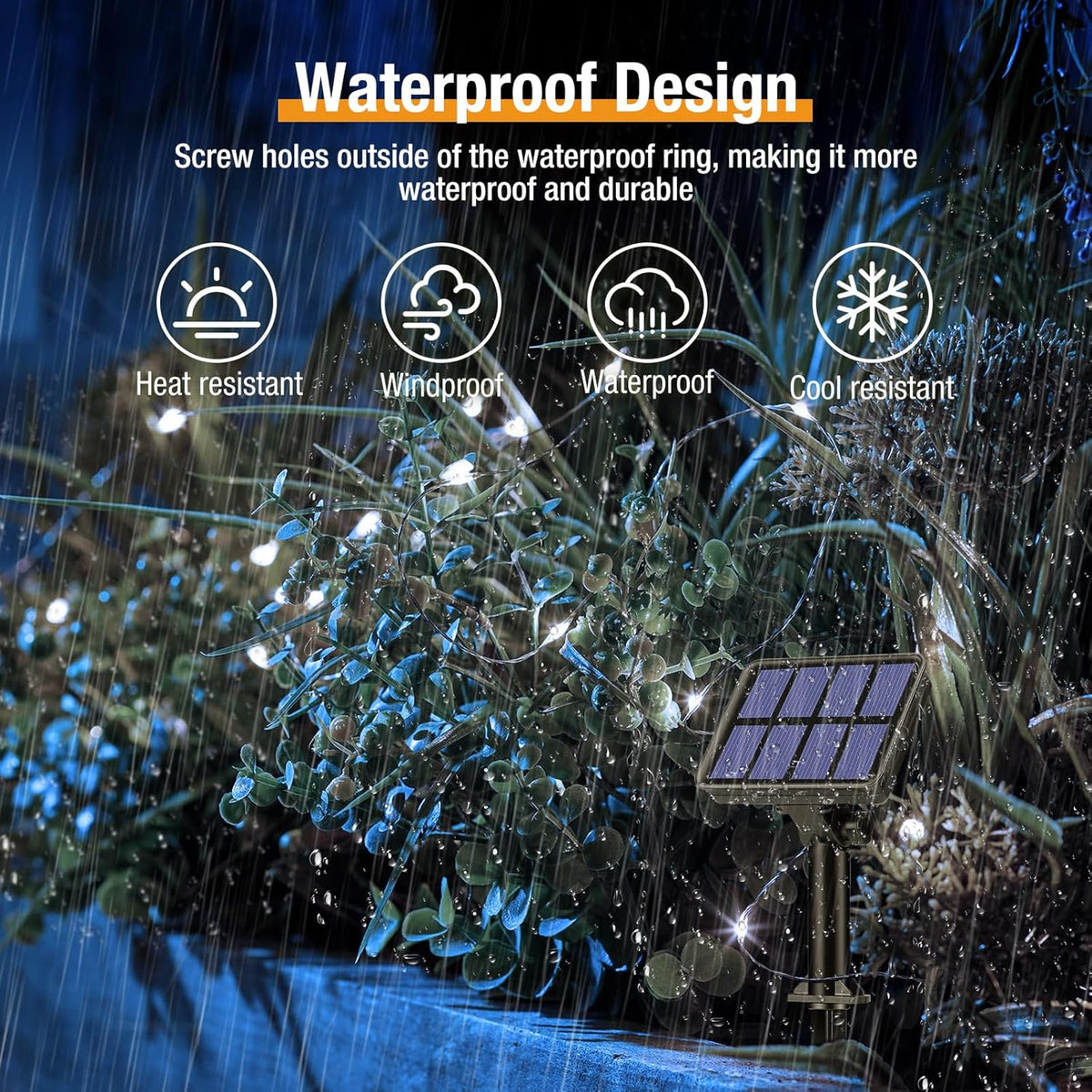 2-Pack Solar String Lights Outdoor, 160LED 66FT Solar Fairy Lights Waterproof 8 Modes Copper Wire Solar Powered Twinkle Lights for Outside Garden Patio Tree Christmas Wedding Party Decor (Cool White)