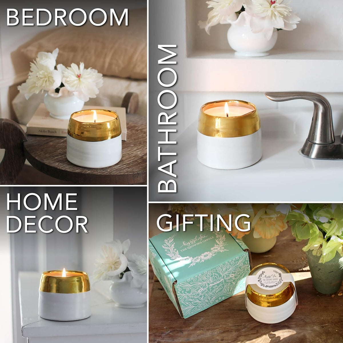 The Growing Candle, Mint & Eucalyptus Scented, 10oz Ceramic Pot, Aromatherapy Candles, 100% Soy, Clara