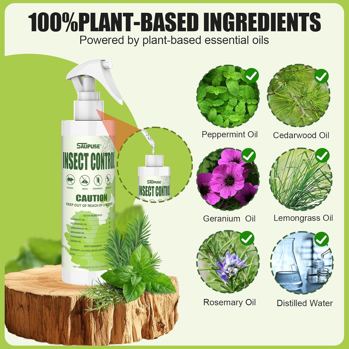 Pest & Insect Control Spray, Spider Repellent Indoor, Repel Spiders, Ants, Silverfish, Mosquitoes, Moths, and More, Plant Formula Safe for Indoor/Outdoor Use