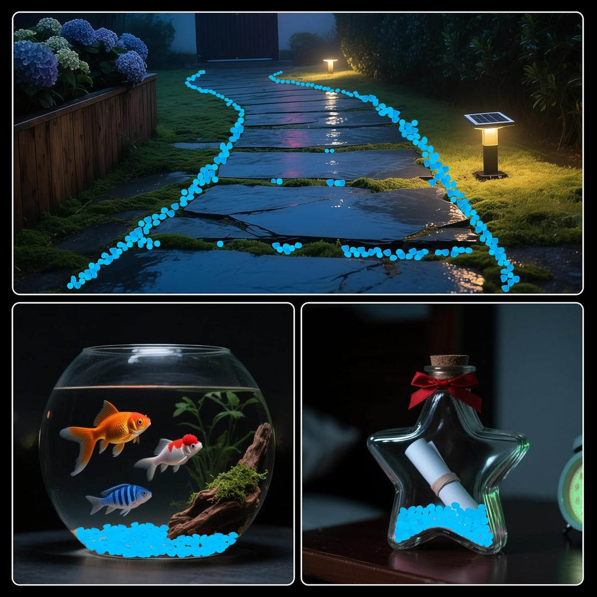 Glow in The Dark Rocks Outdoor Garden Pebbles Stones, 1.2Lbs White Fish Tank Glow Rocks Resin Glowing Pebbles for Garden/Aquarium/Planter/Walkway/Driveway