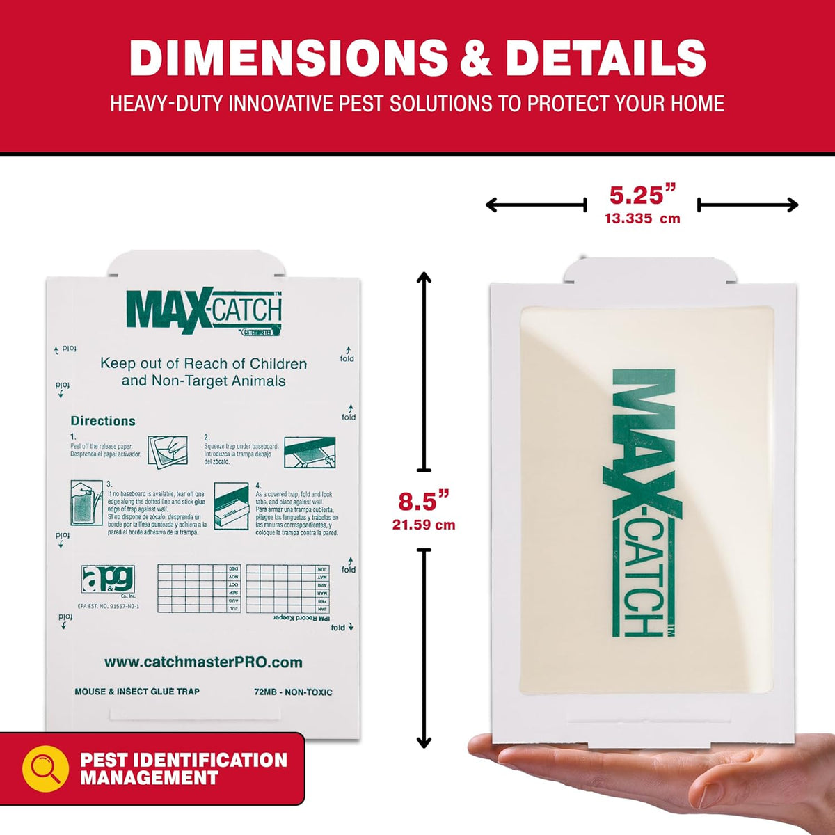 Catchmaster Max-Catch Mouse & Insect Glue Trap 72PK, Mouse Traps Indoor for Home, Sticky Pest Control Adhesive Tray for Catching Bugs, Non Toxic Bulk Unscented Glue Boards