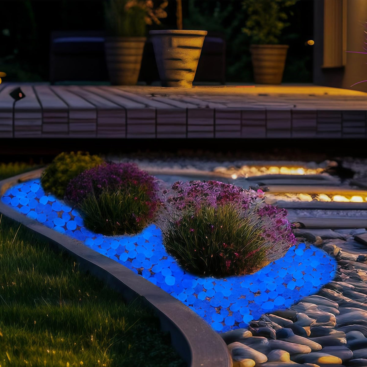 Glow in The Dark Fish Tank Rocks,Blue Glowing Rocks Stones Resin Glow in Dark Pebbles for Outdoor Garden, Fish Tank, Aquarium, Landscaping,Driveway Decoration,1.4 Lb