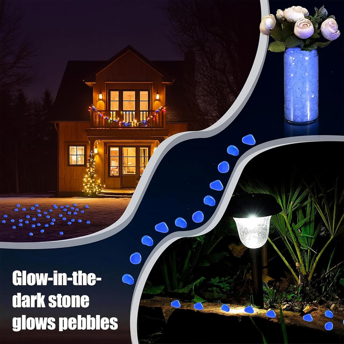 12000 PCS Glow in The Dark Rocks – Plastic Resin Glow Rocks for Landscaping, Garden Pebbles & Stones for Aquarium and Outdoor Decor(White)