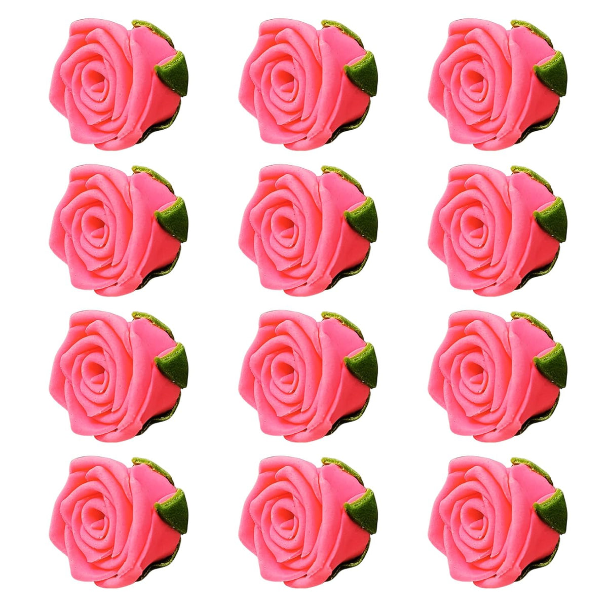 Confect Hot Pink Edible Roses – 12 Pack for Cake & Cupcake Decorating – Vegan, Gluten-Free Floral Toppers for Desserts, Nut-Free & Dairy-Free