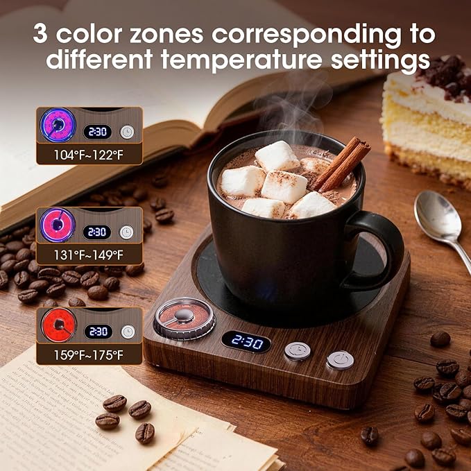MQFORU Retro Coffee Mug Warmer, 36W Fast Heating with 9 Temp Settings & 0.5-9H Timer, Auto Shut-Off & Memory Function, Smart Desk Warmer for Coffee, Tea, Milk, Candle - Ideal Gift Accessories