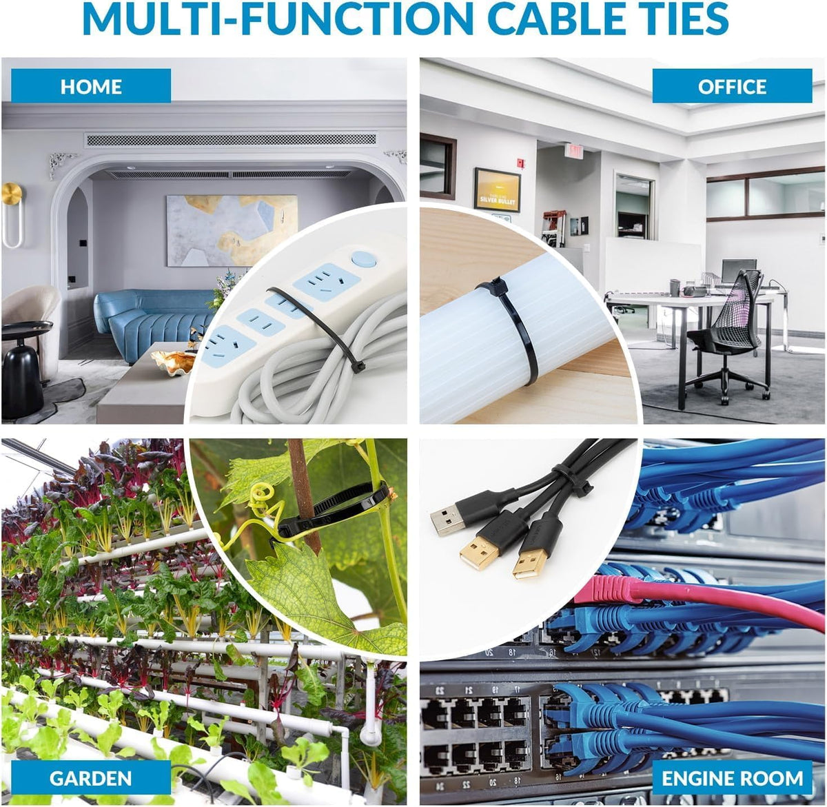 XINGO 5000 PCS Black Zip Ties 12 Inch, 60 LBS Tensile Strength, Self-Locking Nylon Plastic Nylon PA66 Wire Ties for Indoor and Outdoor Use