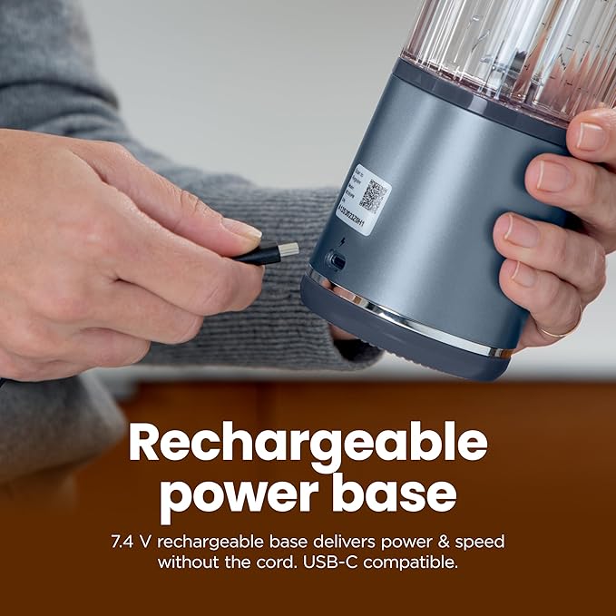 Ninja BC151WH Blast Portable Blender, Cordless, 18oz. Vessel, Personal Blender-for Shakes & Smoothies, BPA Free, Leakproof-Lid & Sip Spout, USB-C Rechargeable, Dishwasher Safe Parts, White