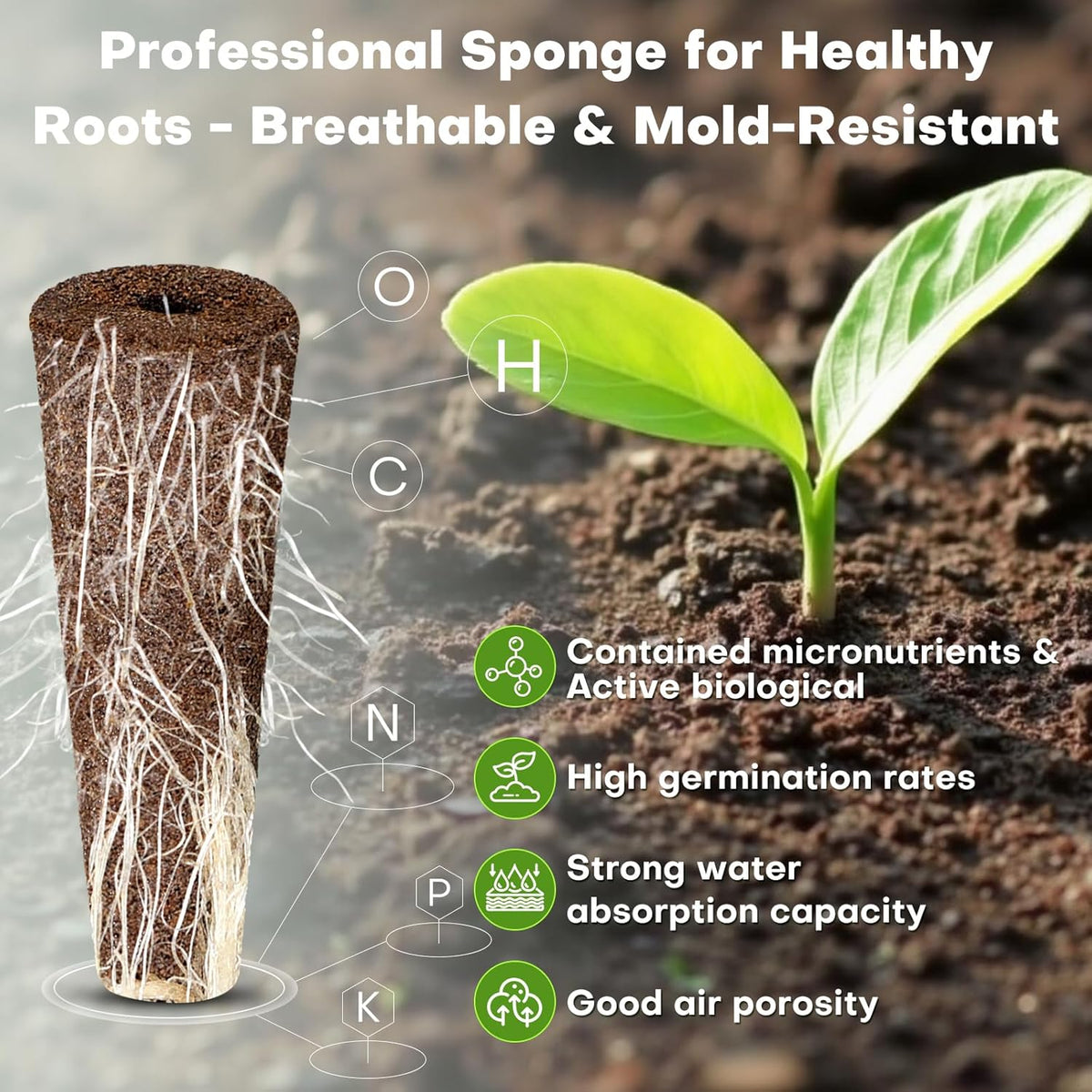 Ahopegarden 132pcs Hydroponic Pods Kit: Compatible with AeroGarden Herb Kits with 50 Grow Sponges, 50 Pods Lable, 12 Grow Baskets and Dome, 8 A&B Plant Food, Indoor Garden Kit Supplies for Most Brands