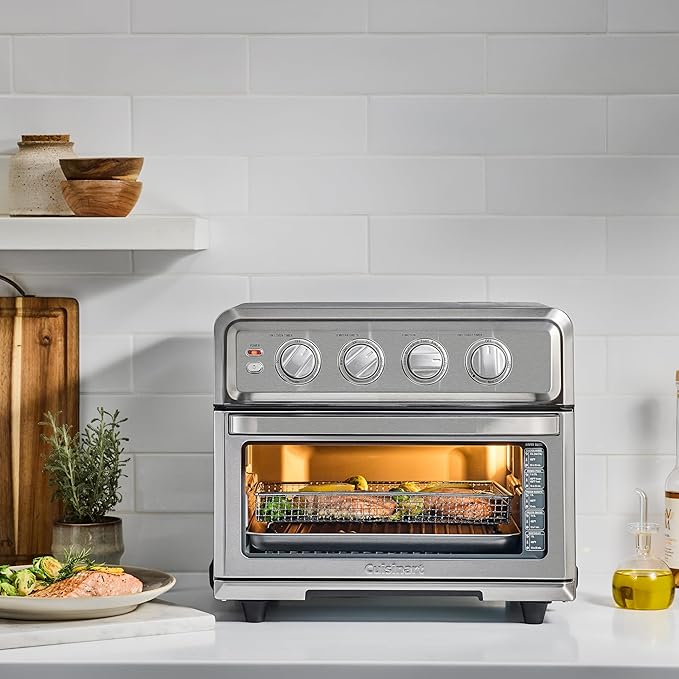 Cuisinart Air Fryer Toaster Oven, 1800W, 8-in-1 with Air Fry, Convection, Broil & Warm, 0.6 Cubic Feet, 60-Minute Timer, TOA-70NAS, Stainless Steel